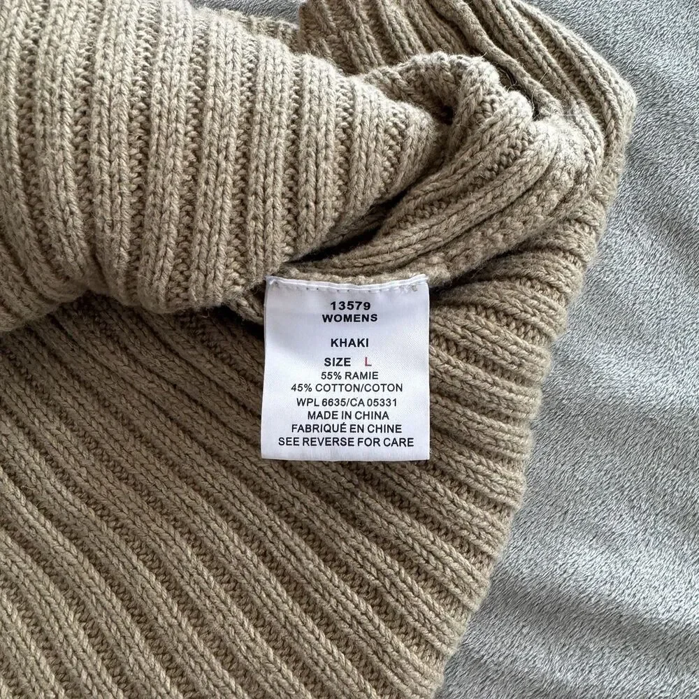Woolrich Vest Women's Large Knit Full Zip Heather Beige Khaki SEE PICS!